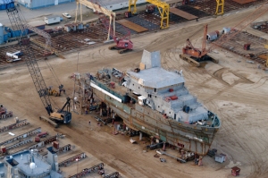 NOAA Ship at the shipyard, under construction